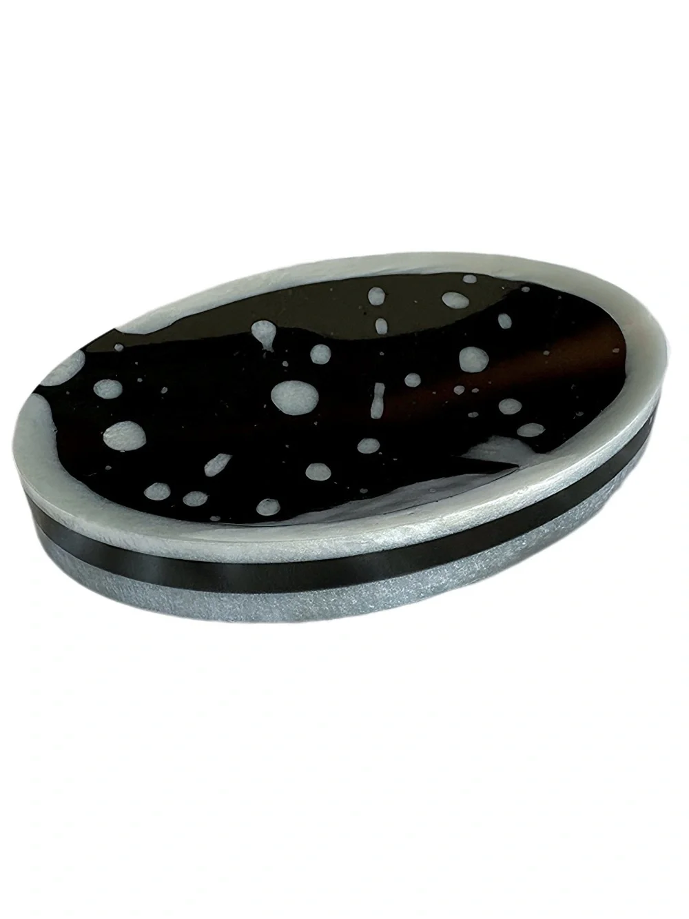 Handmade Resin Soap Dish - Black and White Splatter
